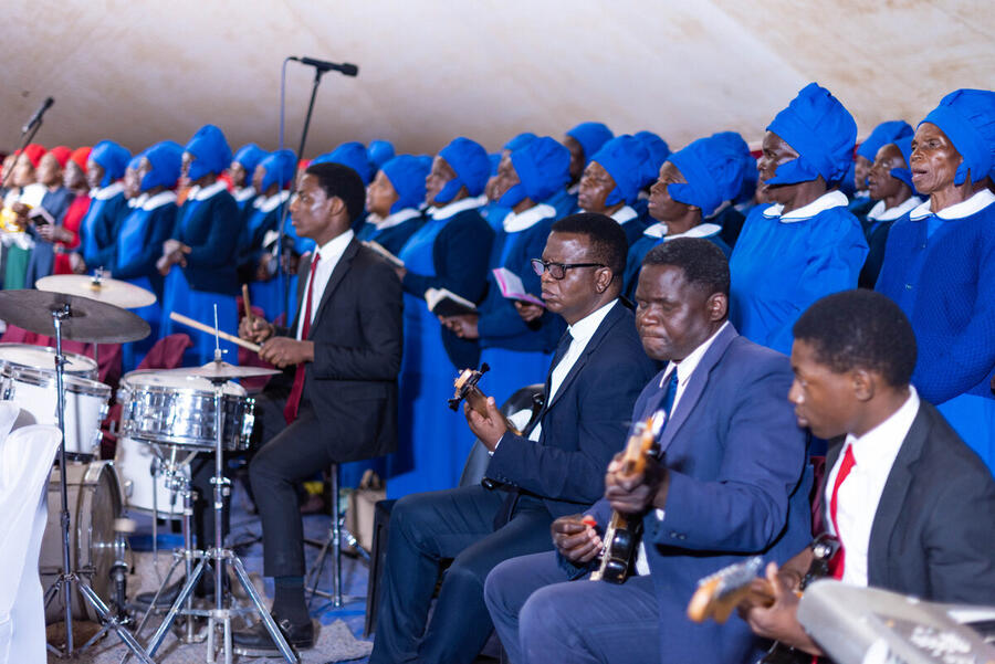 Band and choir in worship