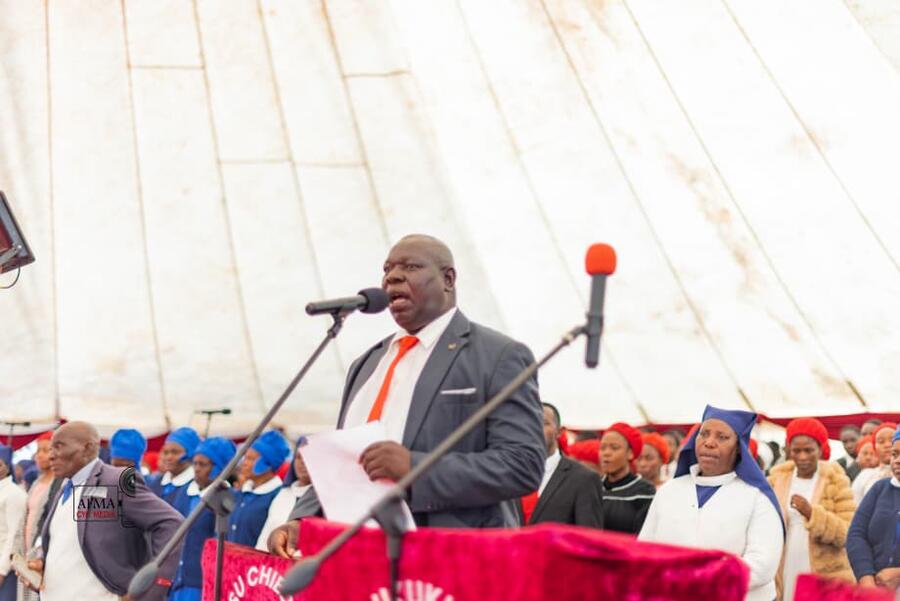 Minister addressing the congregation at the pulpit